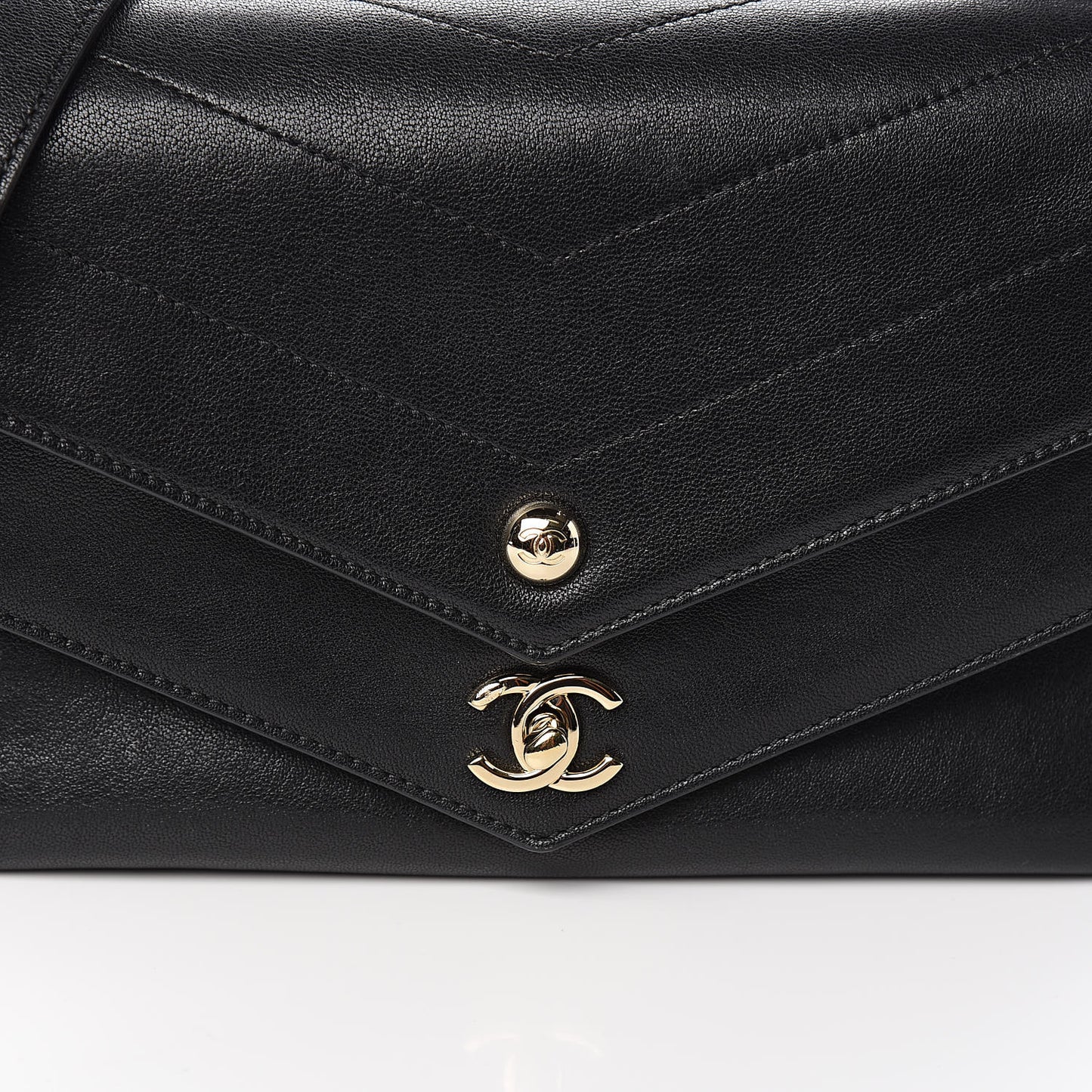 Sheepskin Chevron Quilted Mini Double Chevron Flap Black