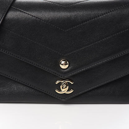 Chanel Sheepskin Chevron Quilted Mini Double Chevron Flap Black 10 of 12