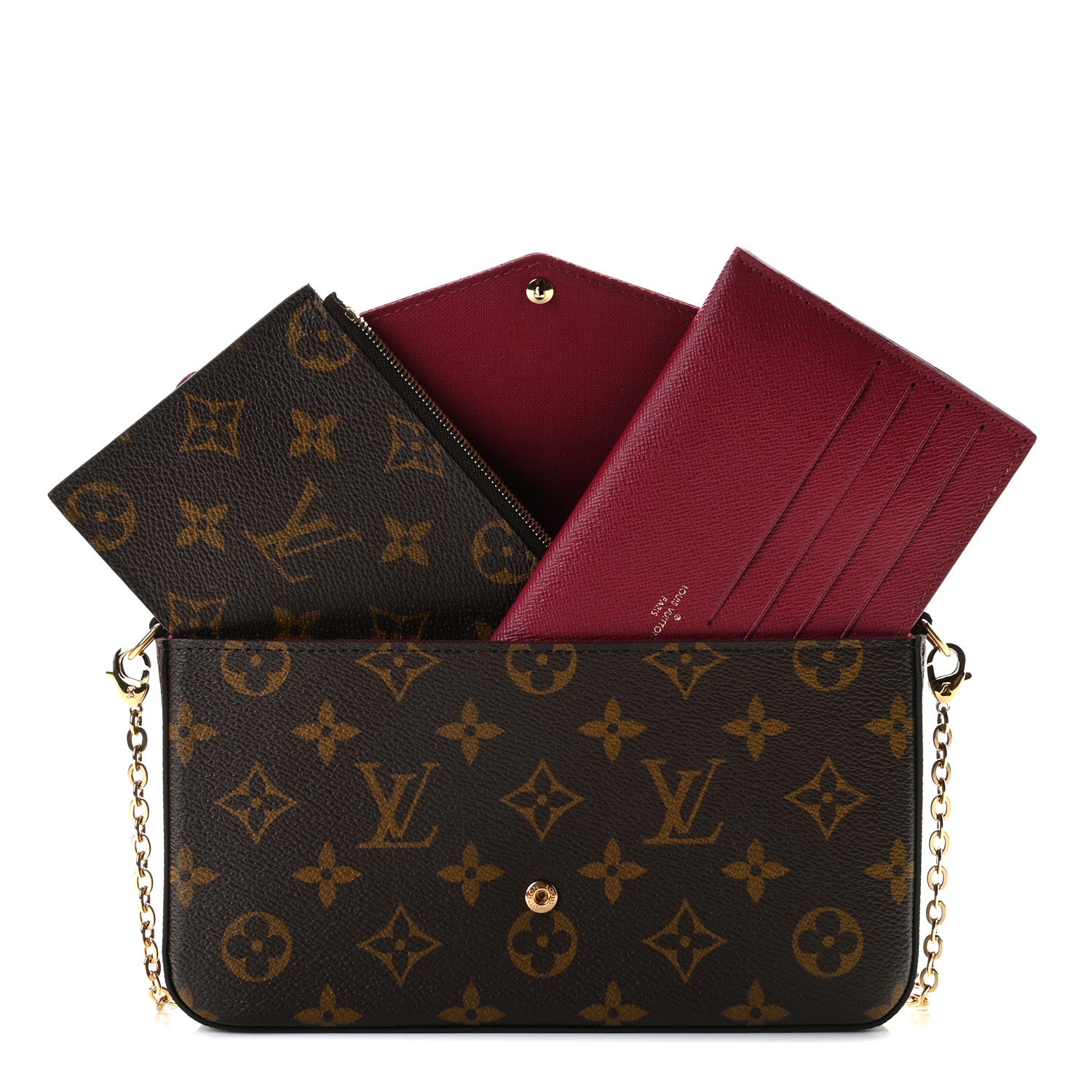 Louis Vuitton Monogram Pochette Felicie Chain Wallet Fuchsia 3 of 9