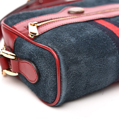 Gucci Suede Calfskin Web Mini Ophidia Shoulder Bag New Blue Romantic Cherry 8 of 11