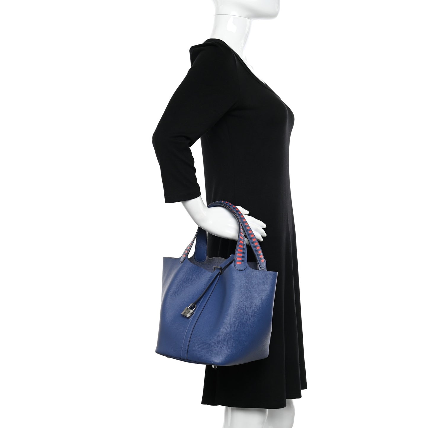 Epsom Tressage De Cuir Picotin Lock 22 MM Bleu Encre Brique Black