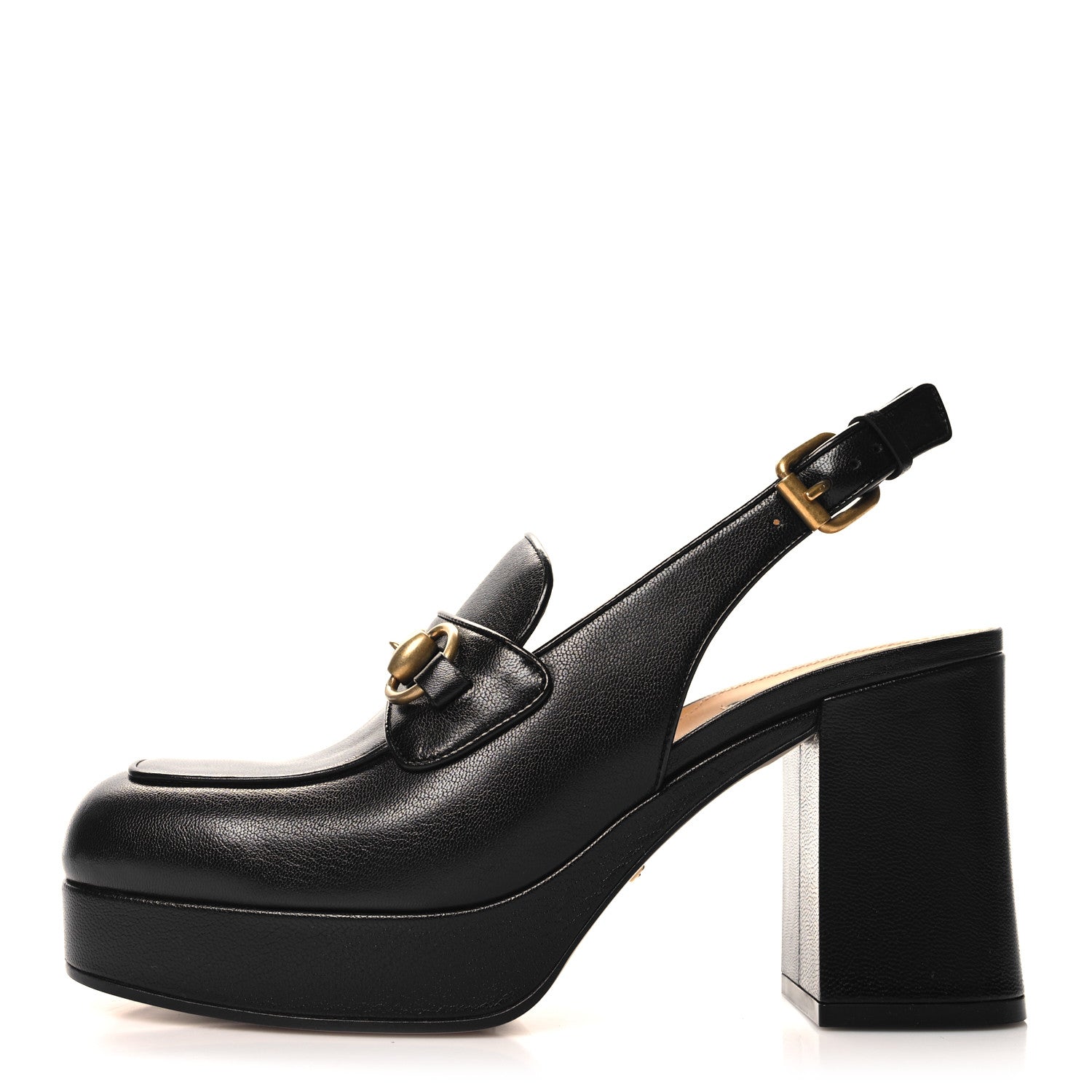 Gucci Quentin Granada Kid Horsebit Slingbacks Pumps 37 Black 1 of 9