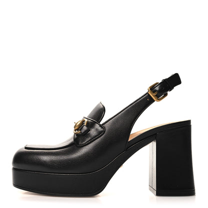 Gucci Quentin Granada Kid Horsebit Slingbacks Pumps 37 Black 1 of 9