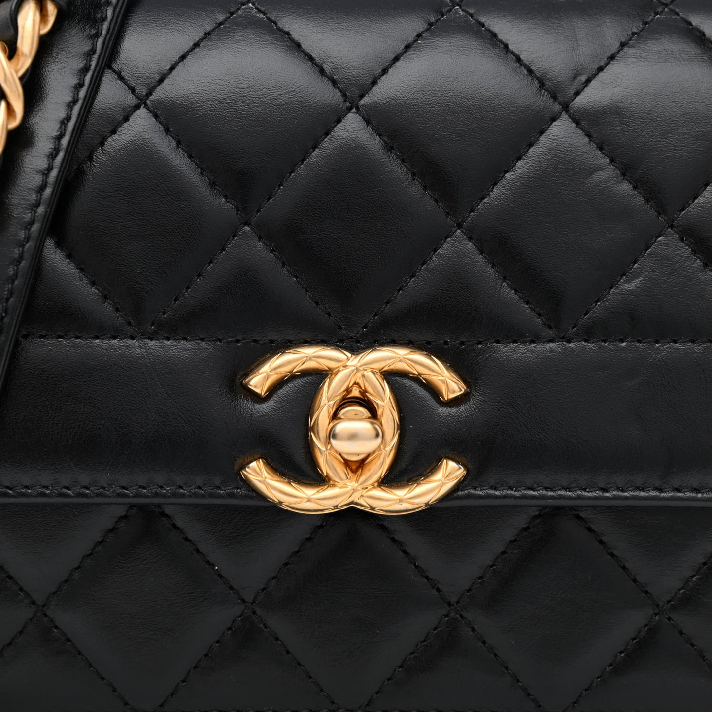 Calfskin Quilted Mini Coco Ring Flap Black