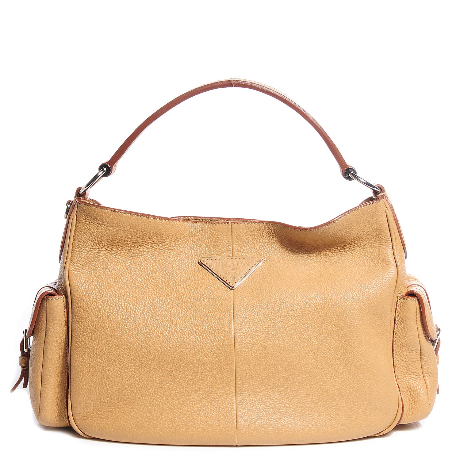 Prada Vitello Daino Buckle Shoulder Bag Sabbia 1 of 10