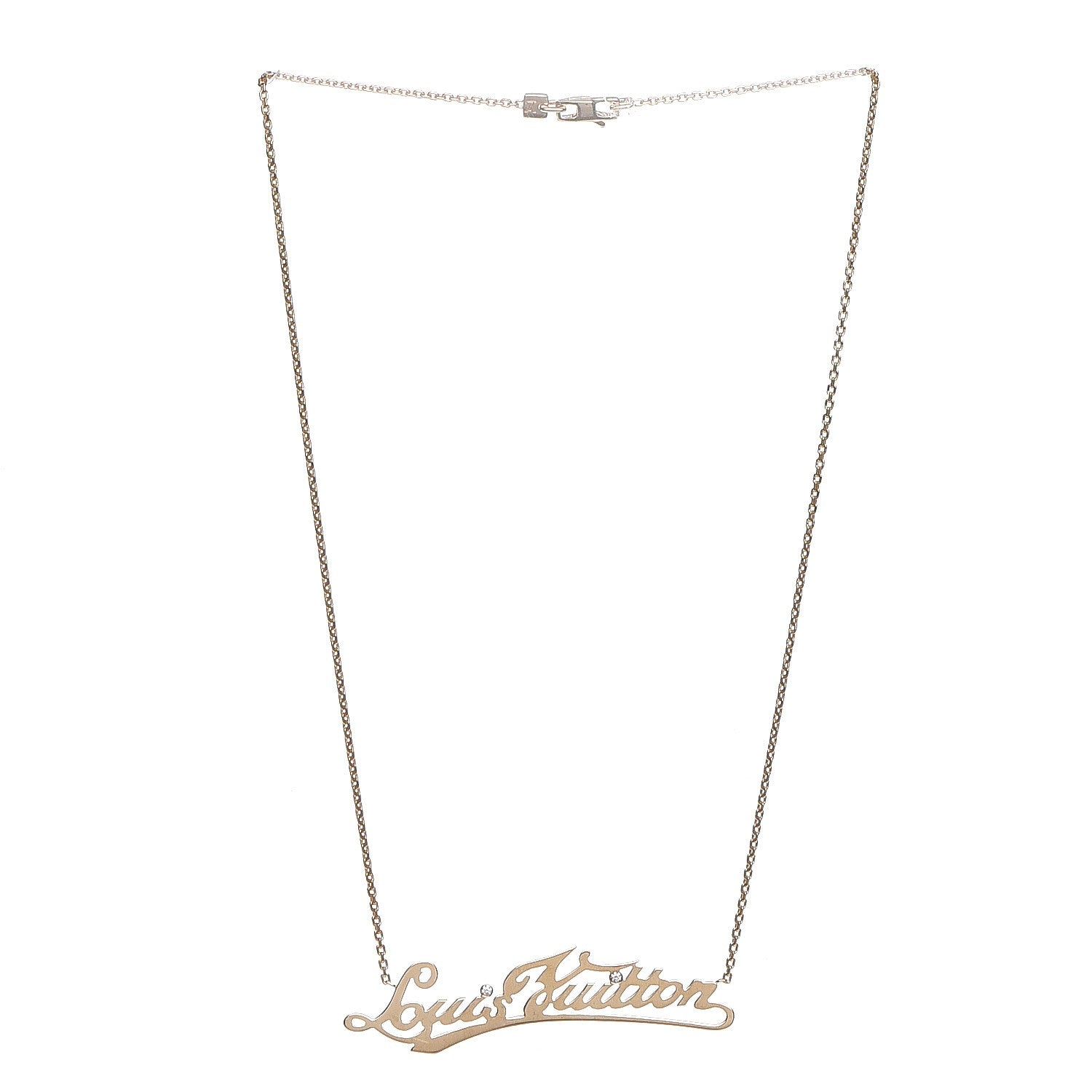 Louis Vuitton 18K Yellow Gold Diamond ID Nameplate Necklace 3 of 7