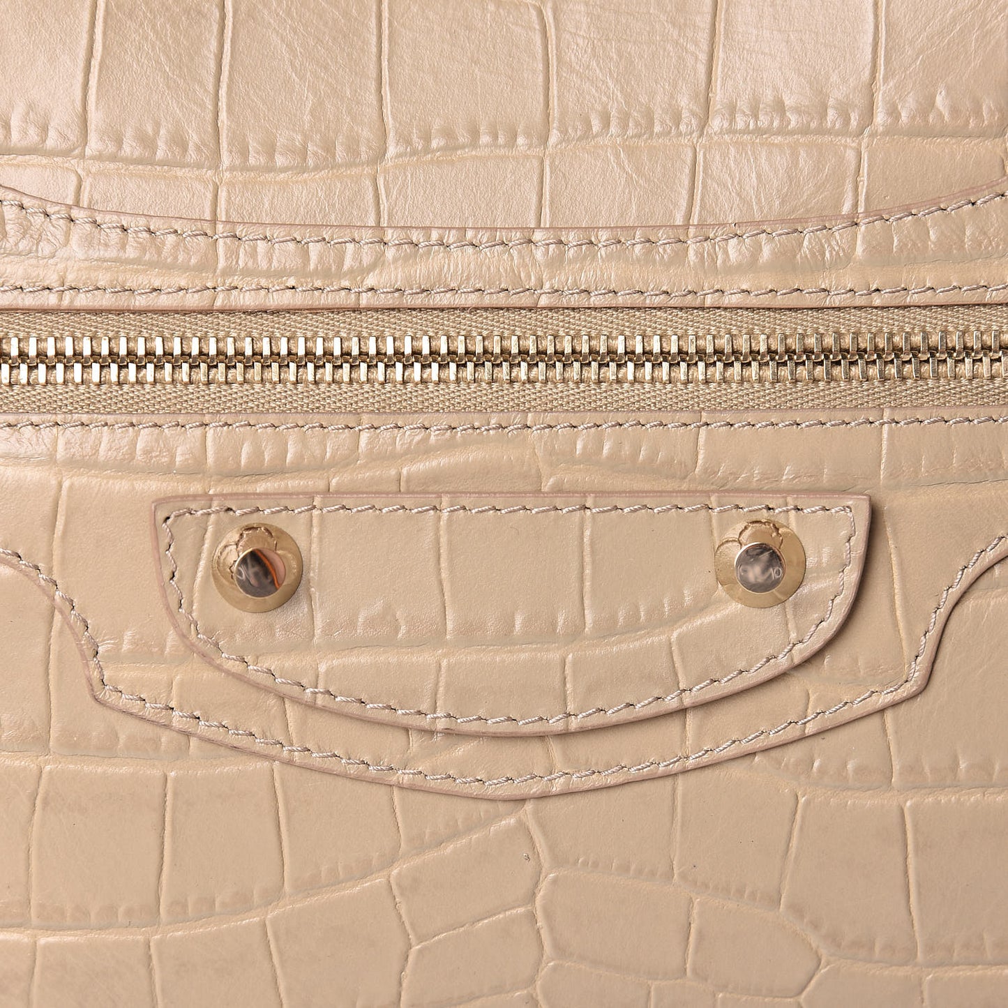 Calfskin Crocodile Embossed Classic Gold Hardware City Beige Latte