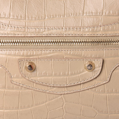Balenciaga Calfskin Crocodile Embossed Classic Gold Hardware City Beige Latte 8 of 12