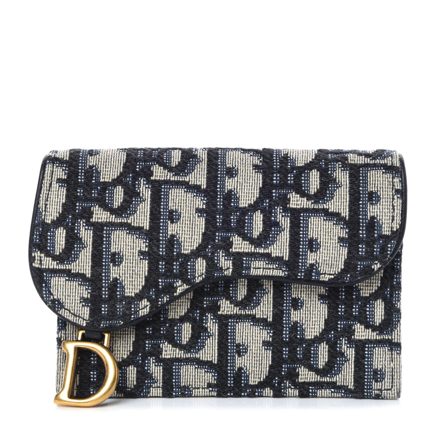 Christian Dior Oblique Saddle Card Holder Blue 1 of 8