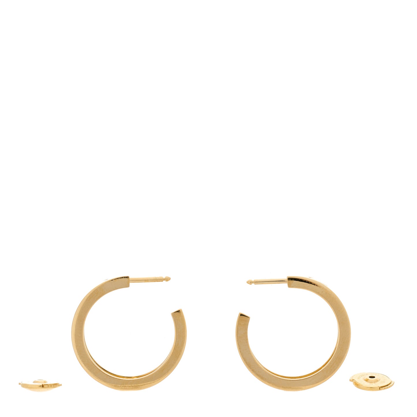 18K Yellow Gold 2 Diamond 5.5mm LOVE Hoop Earrings