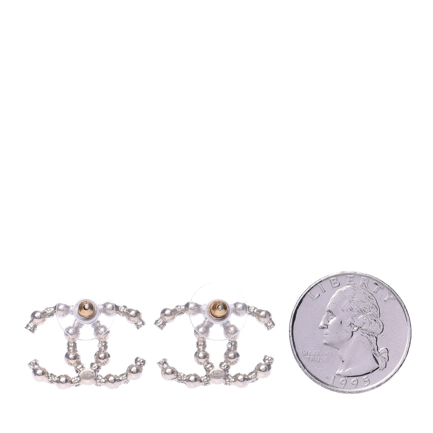 Chanel Pearl Crystal Nefertiti CC Earrings Gold 2 of 4