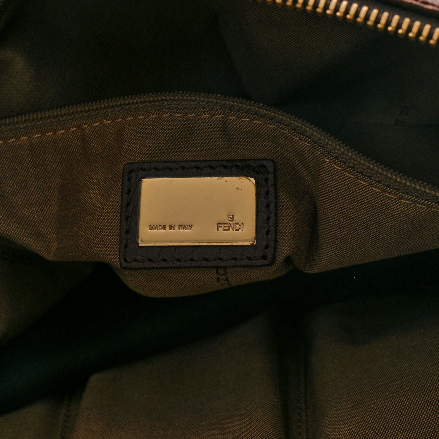 Fendi Zucchino Vitello Shopping Zip Tote Mogano Panna Bruciato 6 of 15