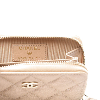 Chanel Iridescent Caviar Quilted Zip Around Coin Purse Beige 7 of 9