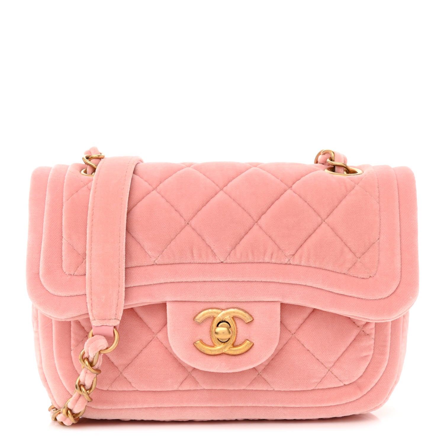 Chanel Velour Quilted Mini Double Frame Flap Rose 1 of 11