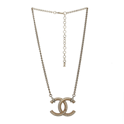 Chanel Crystal CC Pendant Necklace Gold 3 of 4