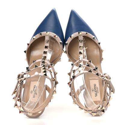 Valentino Garavani Calfskin Nappa Rockstud Ankle Strap 65mm Pumps 39 Indaco Poudre 2 of 11