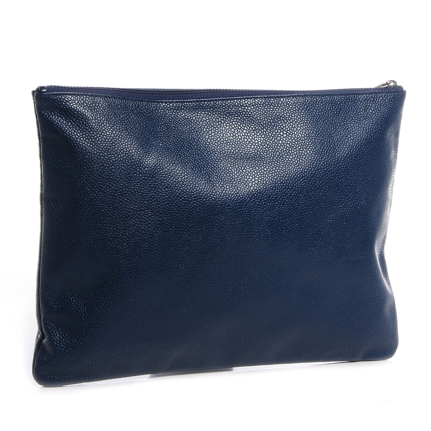Chanel Caviar CC Flat Cosmetic Pouch Navy Blue 3 of 8