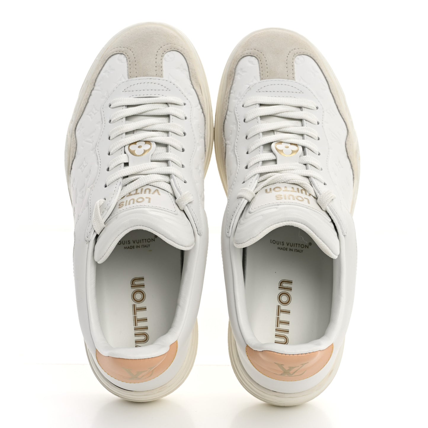 Calfskin Embossed LV Groovy Platform Sneakers 38 White