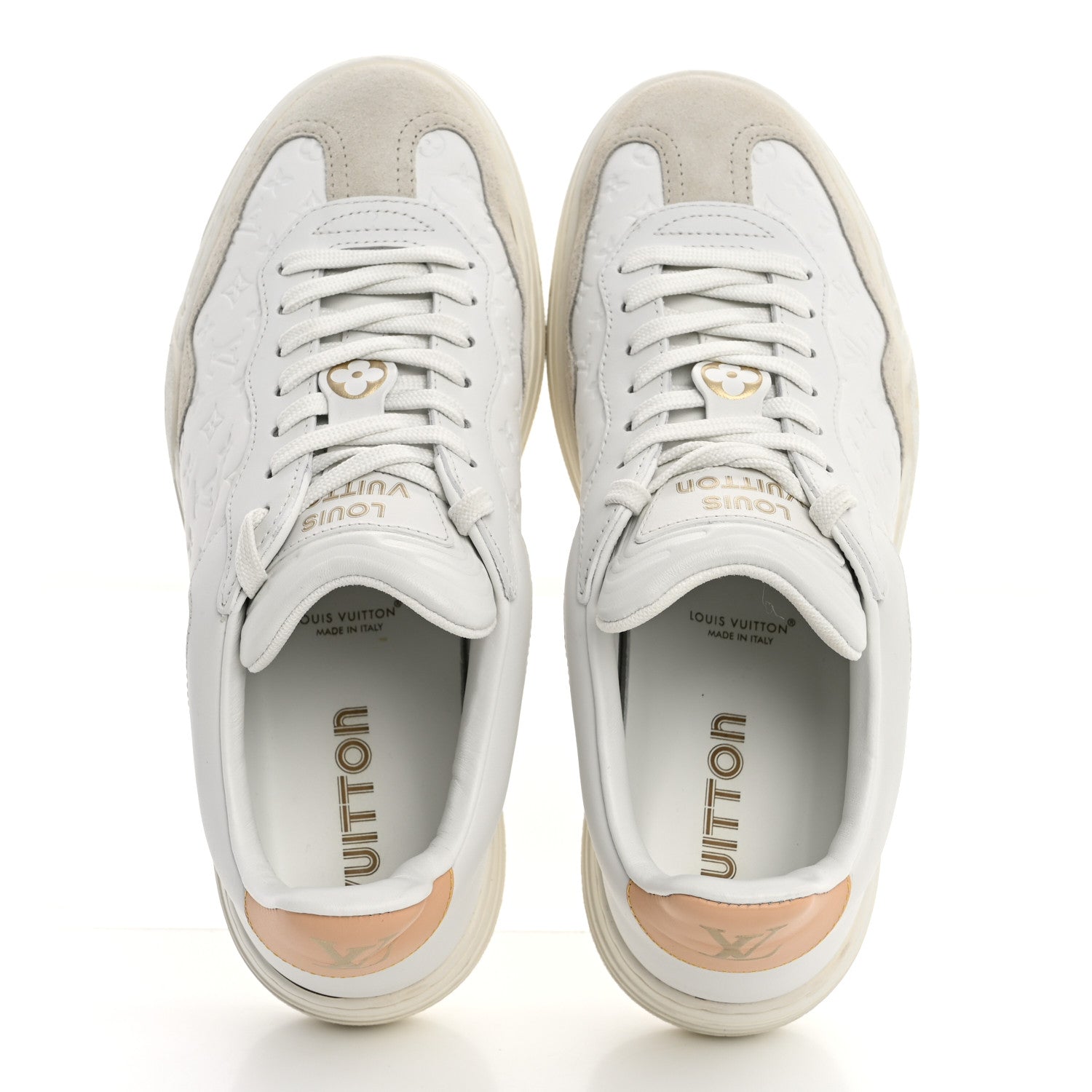 Louis Vuitton Calfskin Embossed LV Groovy Platform Sneakers 38 White 2 of 12
