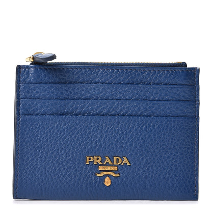 Prada Vitello Grain Zip Card Holder Bluette 1 of 9