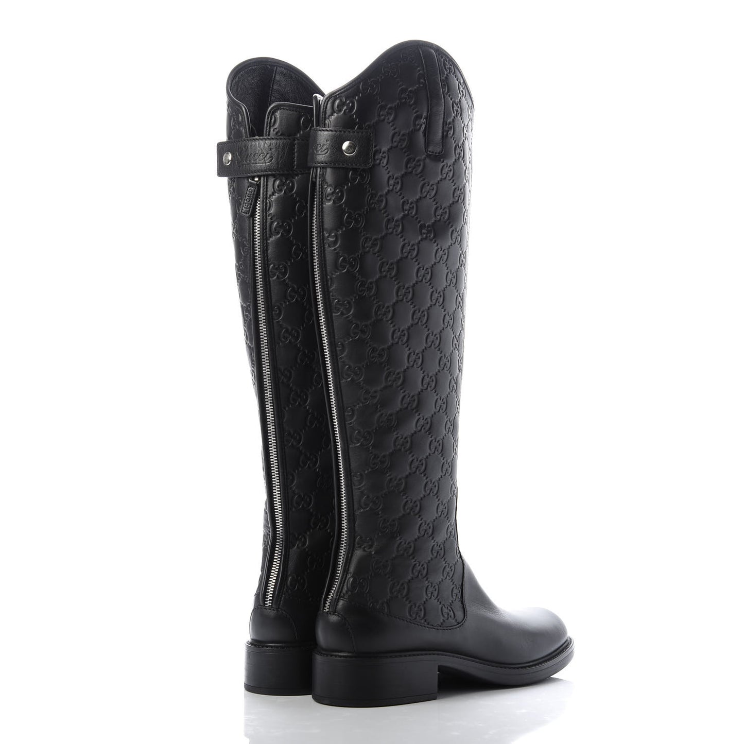 Guccissima Calfskin Miro Soft Knee High Riding Boots 39 Black