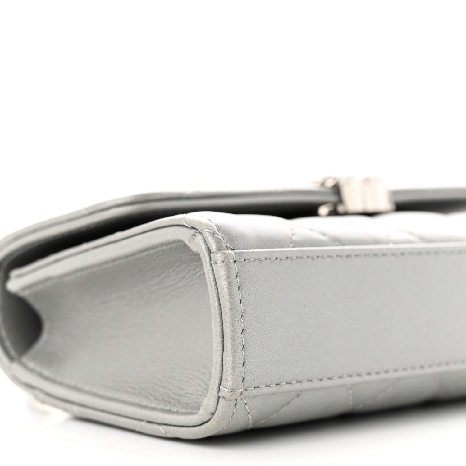 Chanel Lambskin Quilted Chain Top Handle Phone Holder With Chain Silver 9 of 14