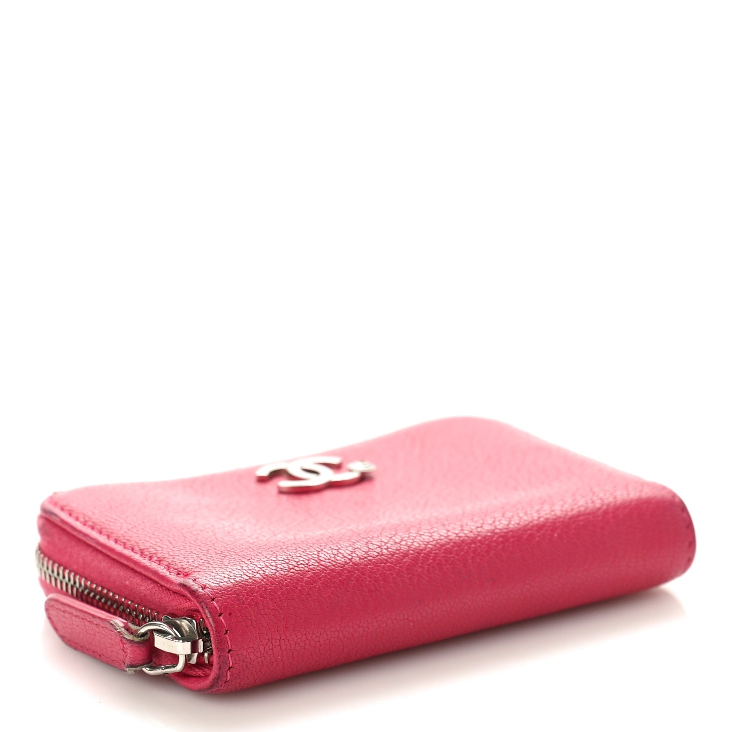 Goatskin Camellia Zip Coin Purse Pink