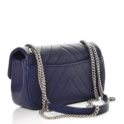 Chanel Calfskin Chevron Quilted Mini Rectangular Flap Navy 4 of 10