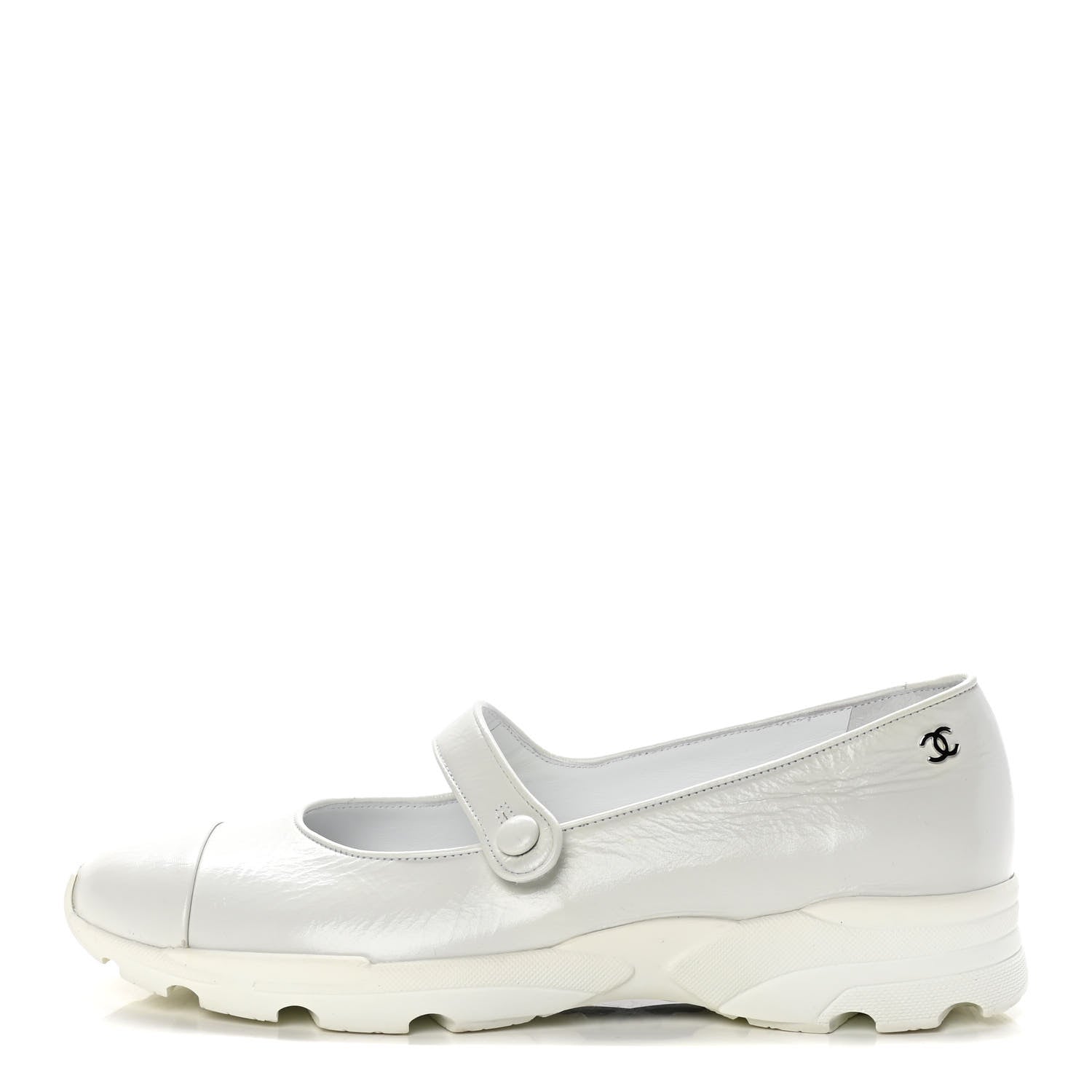 Chanel Patent Calfskin Mary Jane Strap Pumps 36.5 White 1 of 11