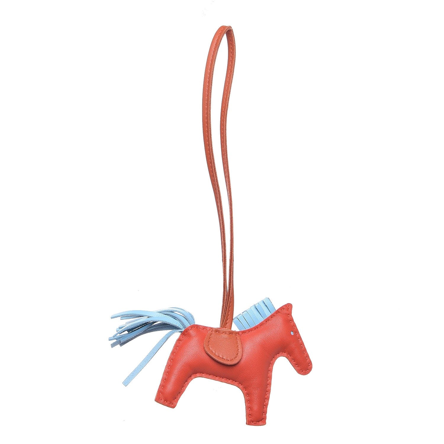 Hermes Milo Lambskin Grigri Rodeo Horse Bag Charm PM Capucine Celeste Cornaline 1 of 8