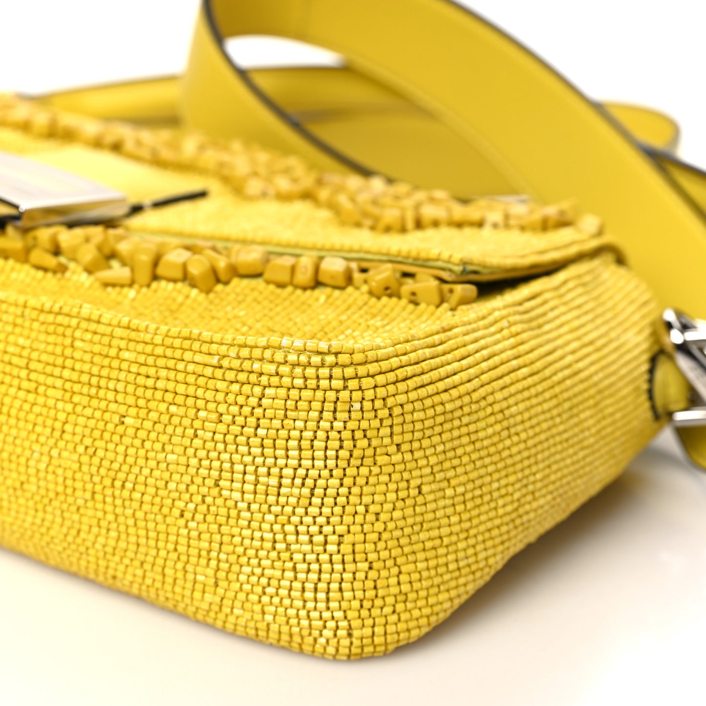 Rolling Stone Vitello Seta Bead Embroidered Re-Edition Baguette Giallo