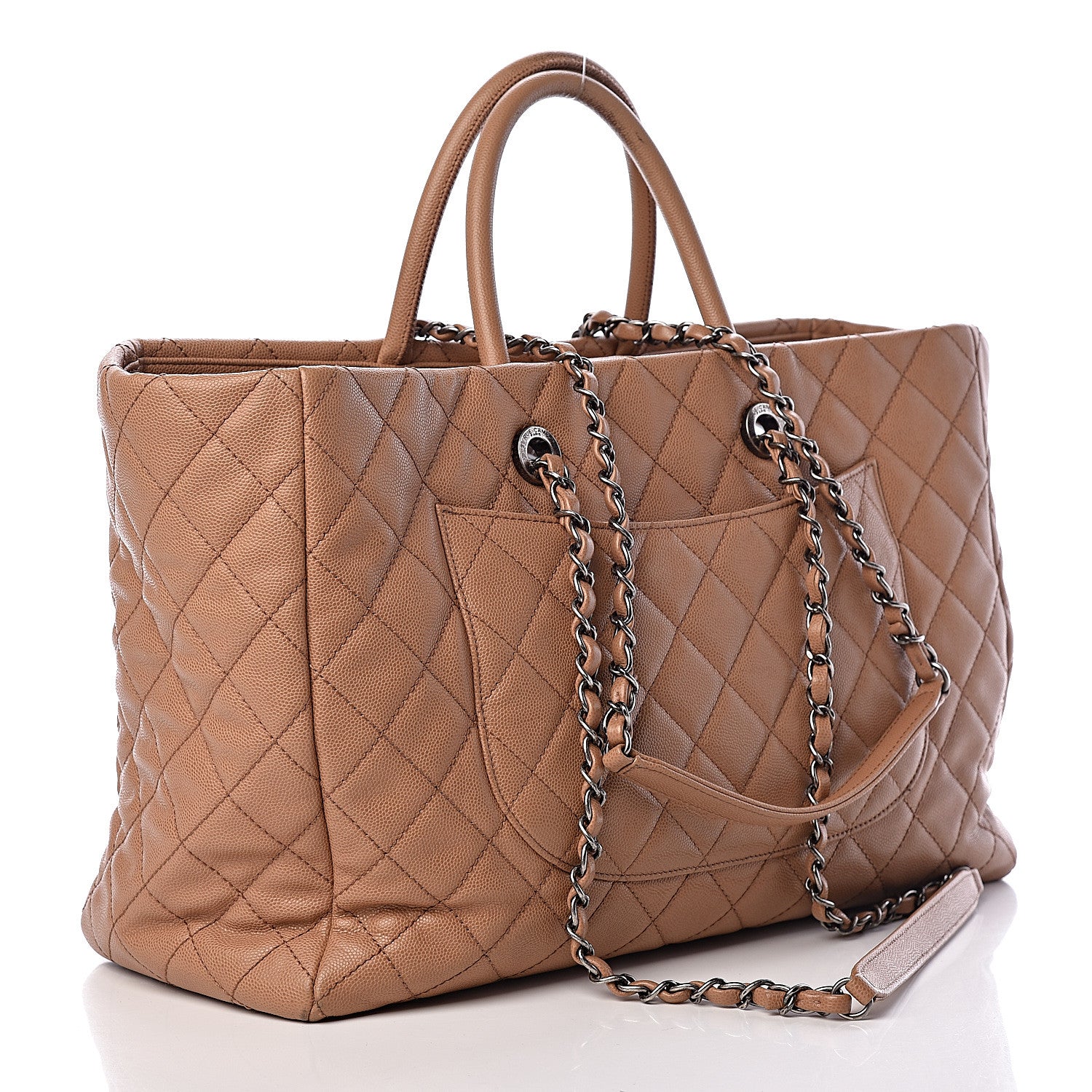 Chanel Caviar Quilted Large Coco Handle Shopping Tote Beige 3 of 16