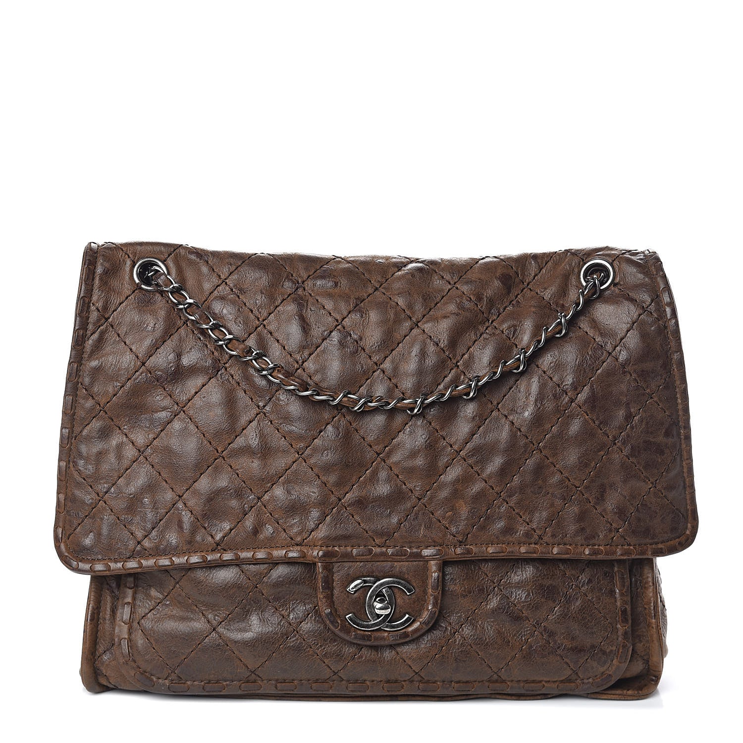 Chanel Aged Crumpled Calfskin Vintage Flap Brown 1 of 17