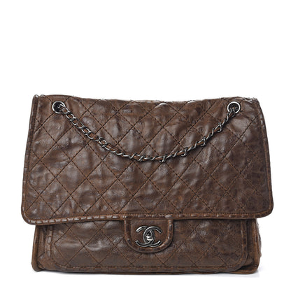 Chanel Aged Crumpled Calfskin Vintage Flap Brown 1 of 17