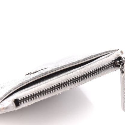 Chanel Metallic Caviar Quilted CC Zip Card Holder Silver 10 of 12