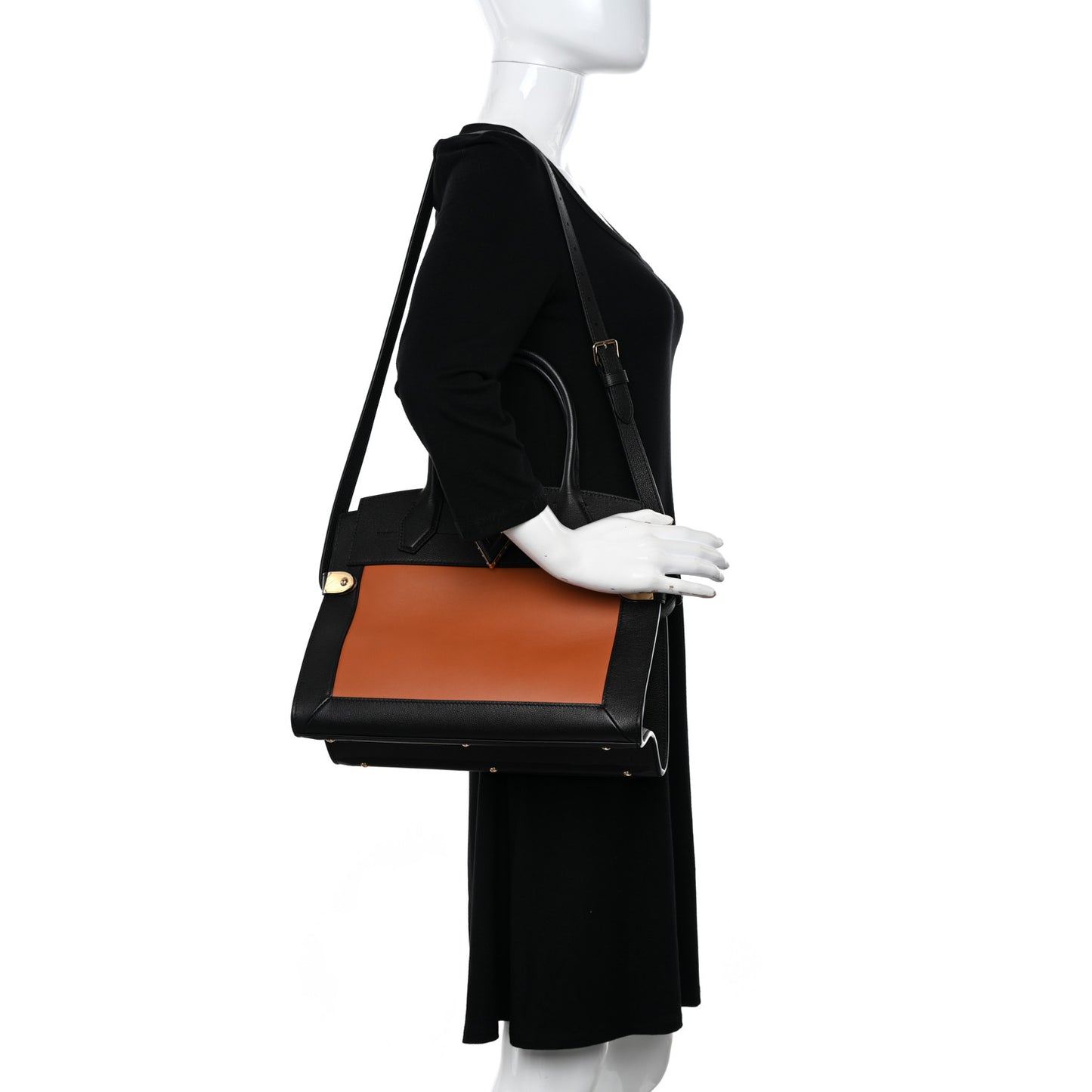 Grained Calfskin Steamer MM Black Chataigne