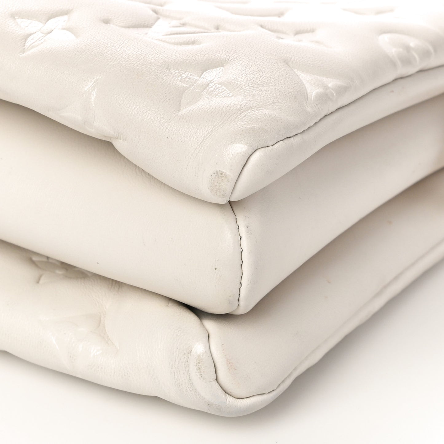 Lambskin Embossed Monogram Coussin PM Cream
