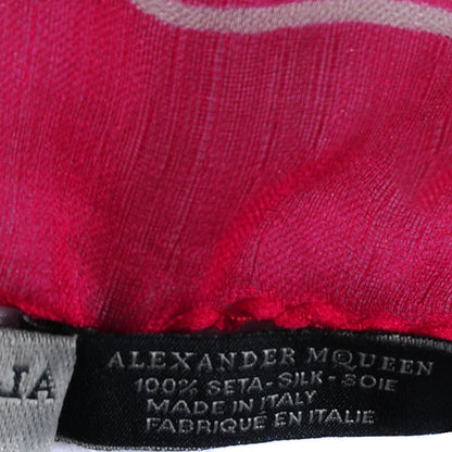 Alexander McQueen Silk Chiffon Skull Scarf Fuxia 7 of 7