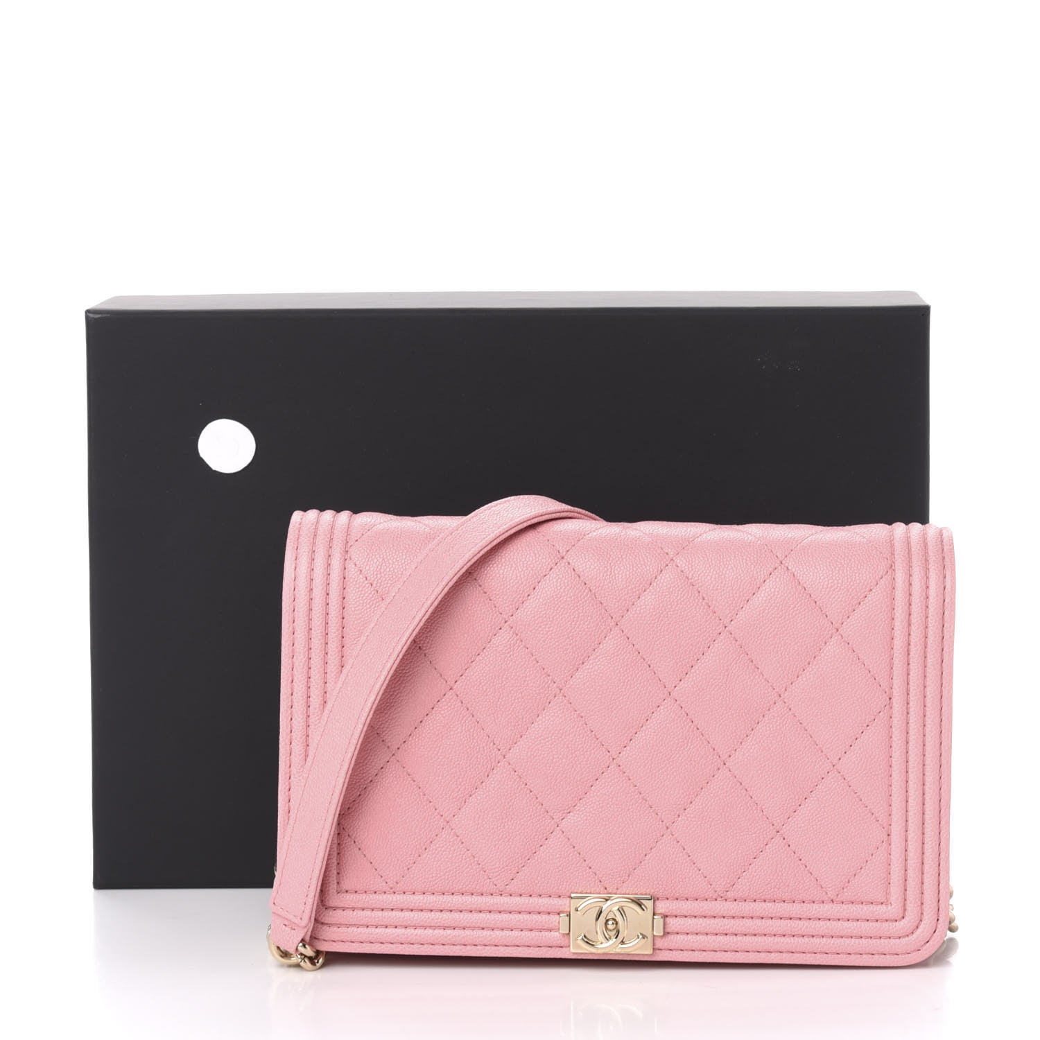 Chanel Caviar Quilted Boy Wallet On Chain WOC Pink 13 of 13