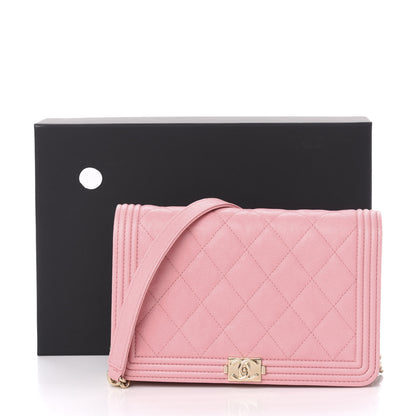 Chanel Caviar Quilted Boy Wallet On Chain WOC Pink 13 of 13