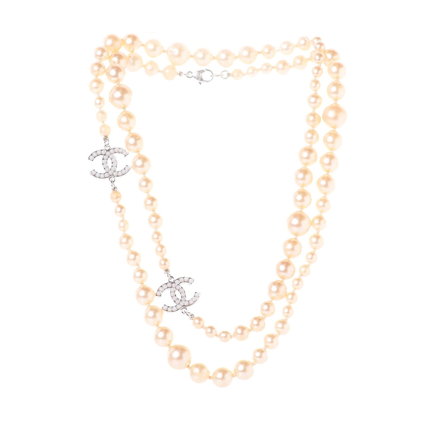 Pearl CC Necklace Silver