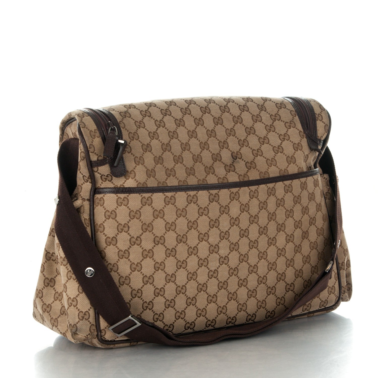 Gucci Monogram Natural Pigskin Large Diaper Bag Beige Ebony Cocoa Dark Chocolate 3 of 9