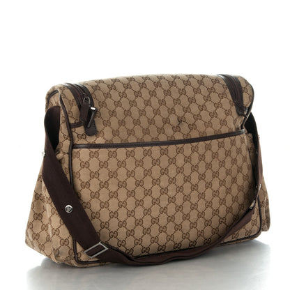 Gucci Monogram Natural Pigskin Large Diaper Bag Beige Ebony Cocoa Dark Chocolate 3 of 9