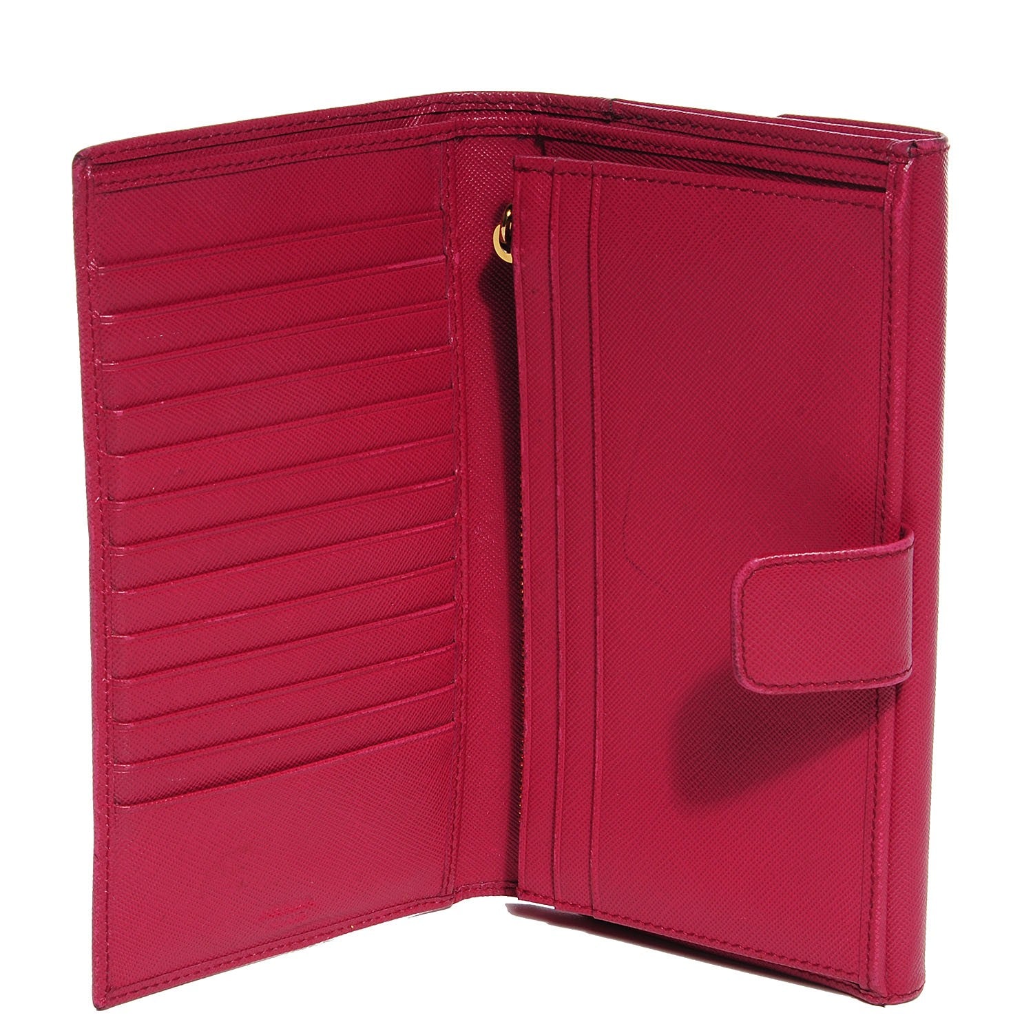 Prada Saffiano Metal Continental Wallet Ibisco 6 of 9