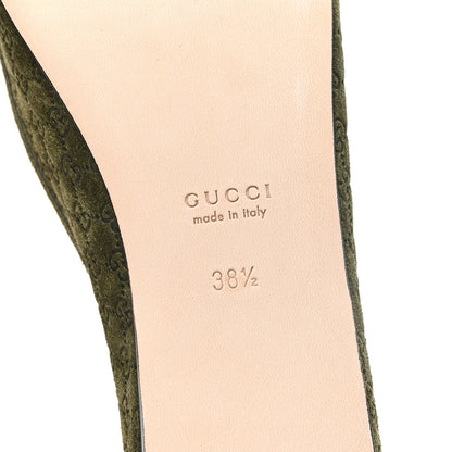 Gucci Suede Micro GG Horsebit Womens Kensington Moccasin Loafers 38.5 Green 7 of 9