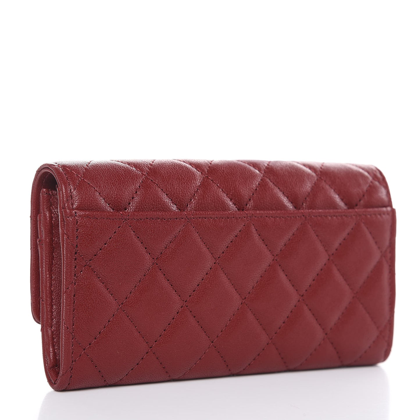 Lambskin Quilted Medium 19 Flap Wallet Burgundy