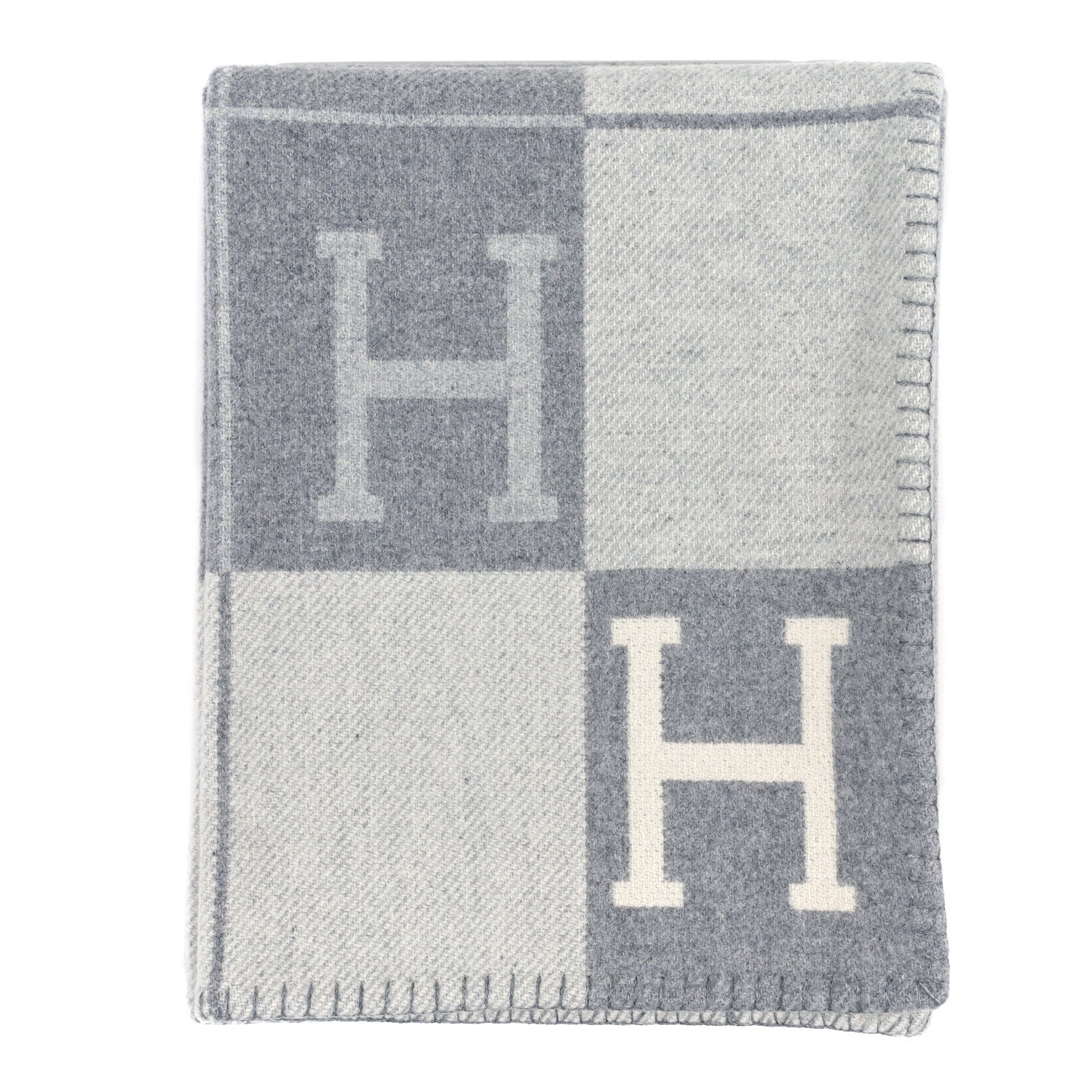 Hermes Wool Cashmere Avalon III Blanket Ecru Gris Clair 1 of 3