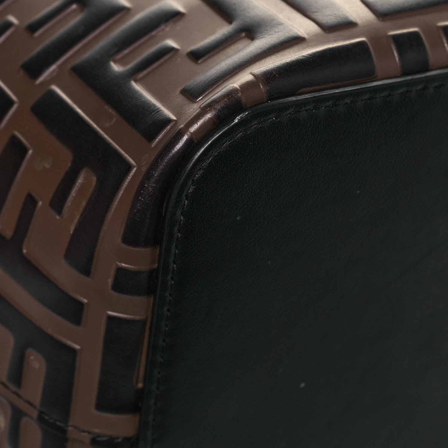 Fendi Vitello Grace F is Fendi Bi-Color FF 1974 Embossed Grande Mon Tresor Bucket Bag Maya Black Fragola 8 of 11