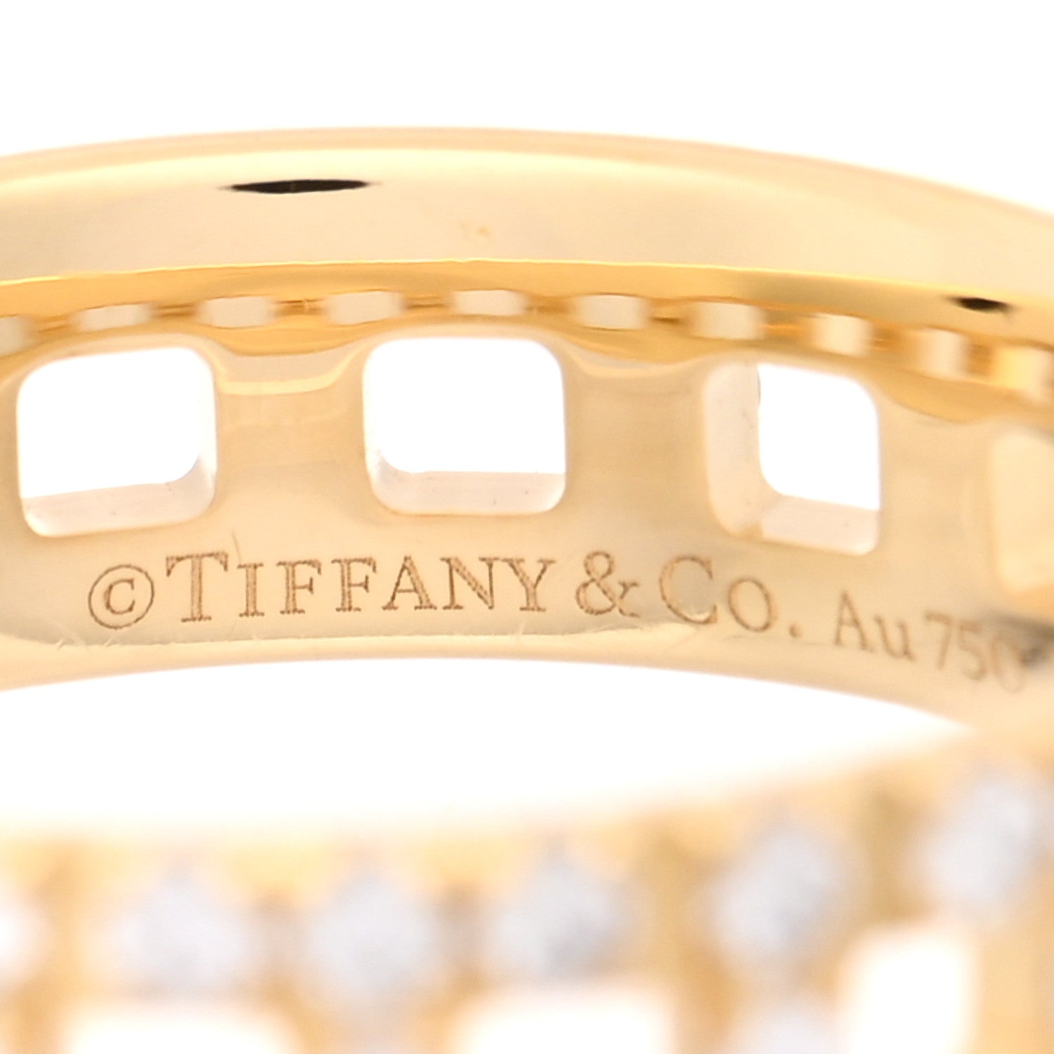 Tiffany 18K Yellow Gold Diamond T True Wide Ring 54 7 4 of 4