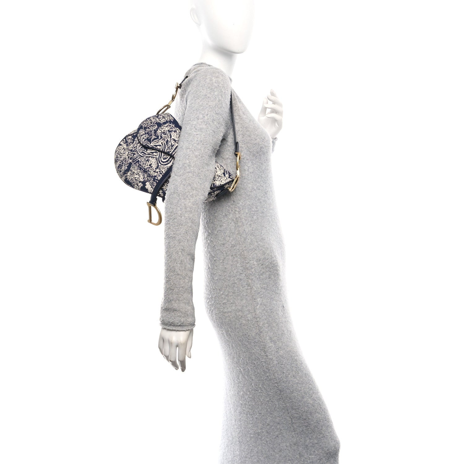 Christian Dior Canvas Reverse Embroidered Toile De Jouy Saddle Bag Blue 2 of 10